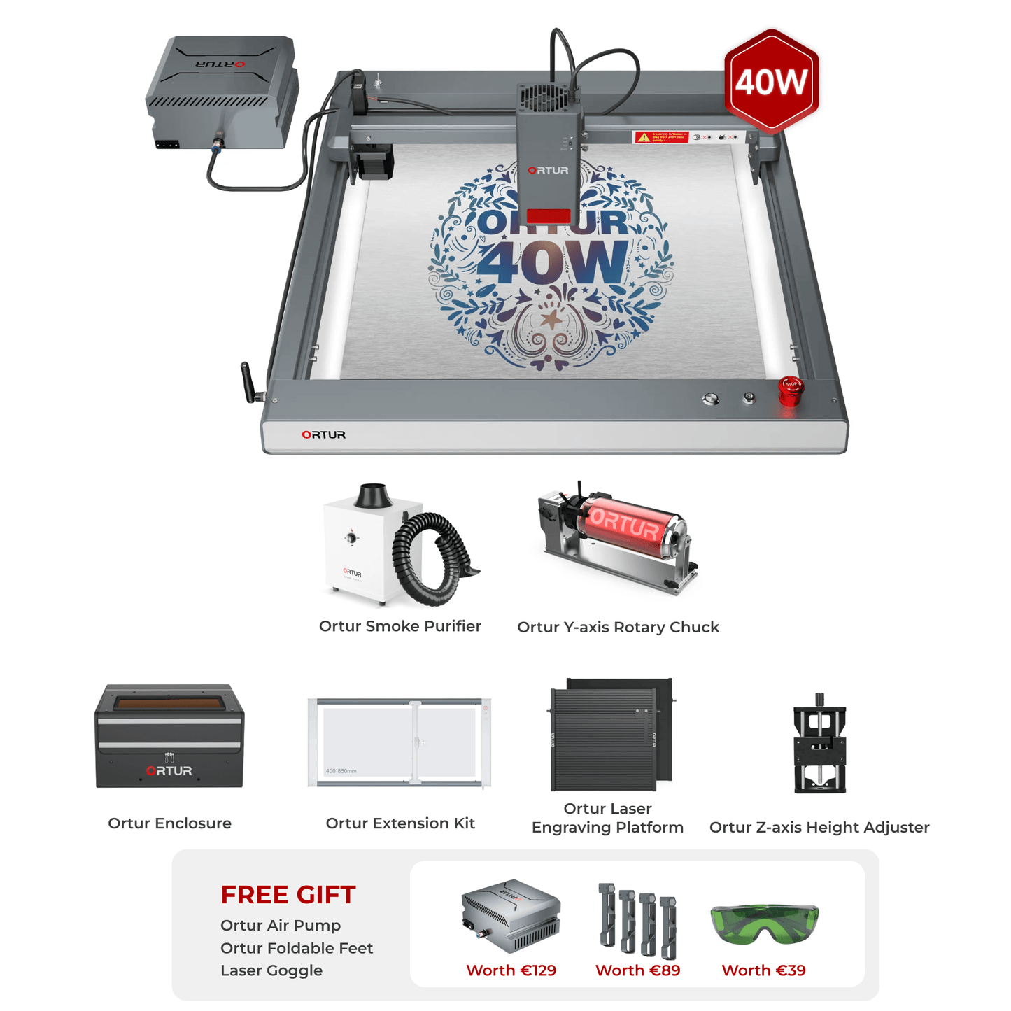 Ortur Laser Master 3 (LM3) Laser Engraving & Cutting Machine 40W (with Free Air Pump & FFT1.0) OLM3 All-in-One Bundle