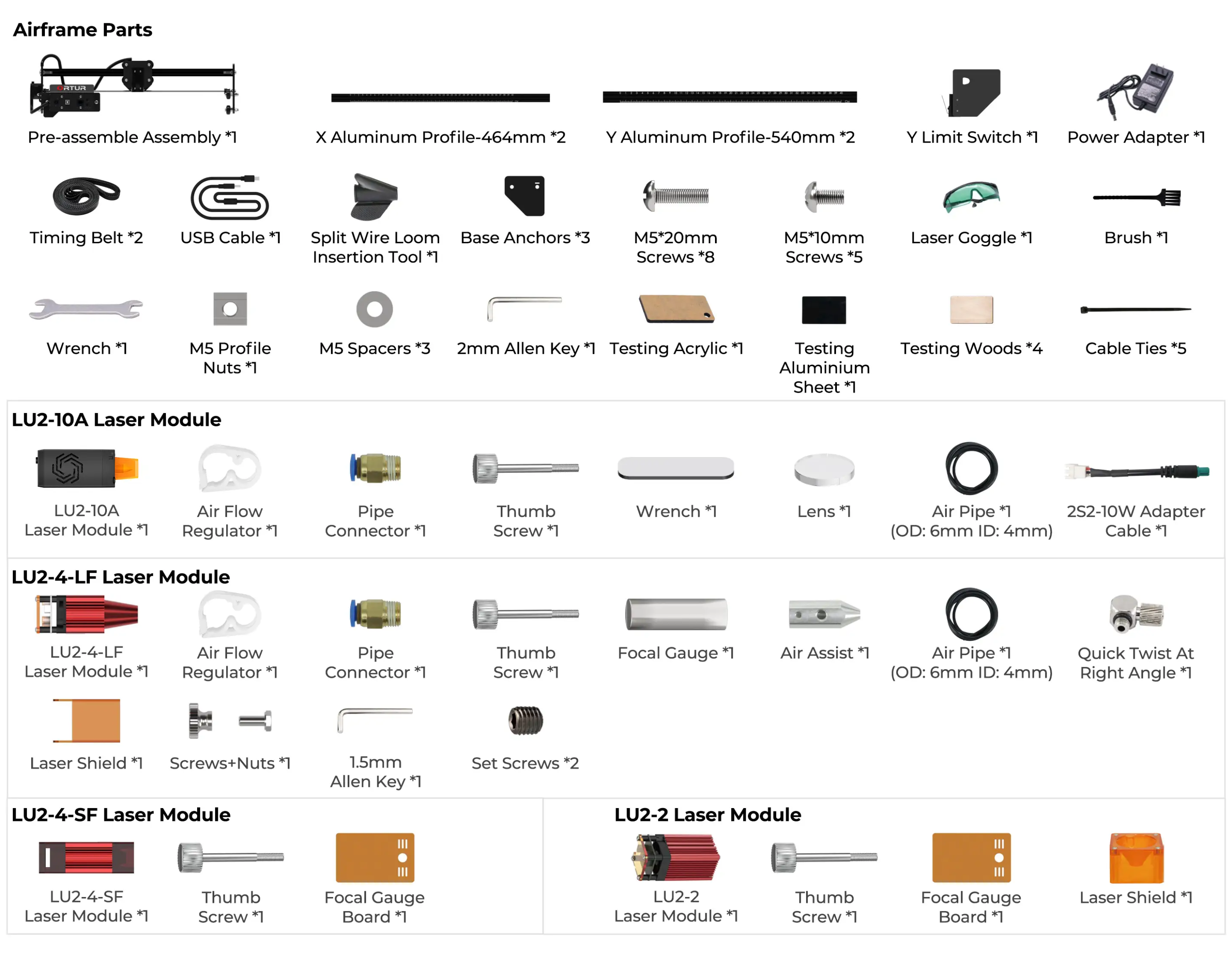Ortur Laser Master 2 S2 package list