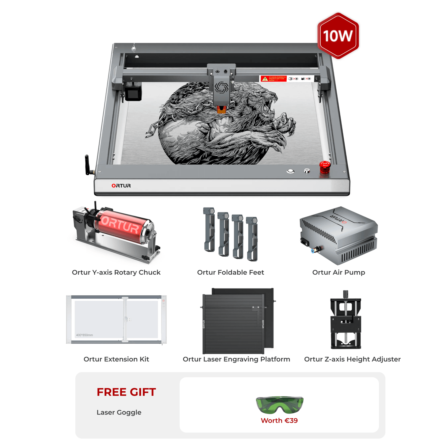 Ortur Laser Master 3 (LM3) Laser Engraving & Cutting Machine 10W OLM3 Business Bundle