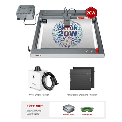 Ortur Laser Master 3 (LM3) Laser Engraving & Cutting Machine 20W (with Free Air Pump) OLM3 CleanAir Bundle