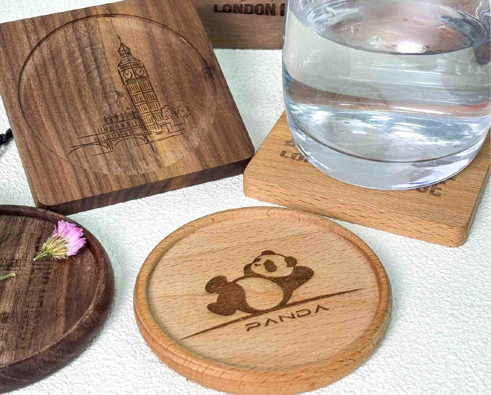 Ortur R2 bamboo coasters laser engraving