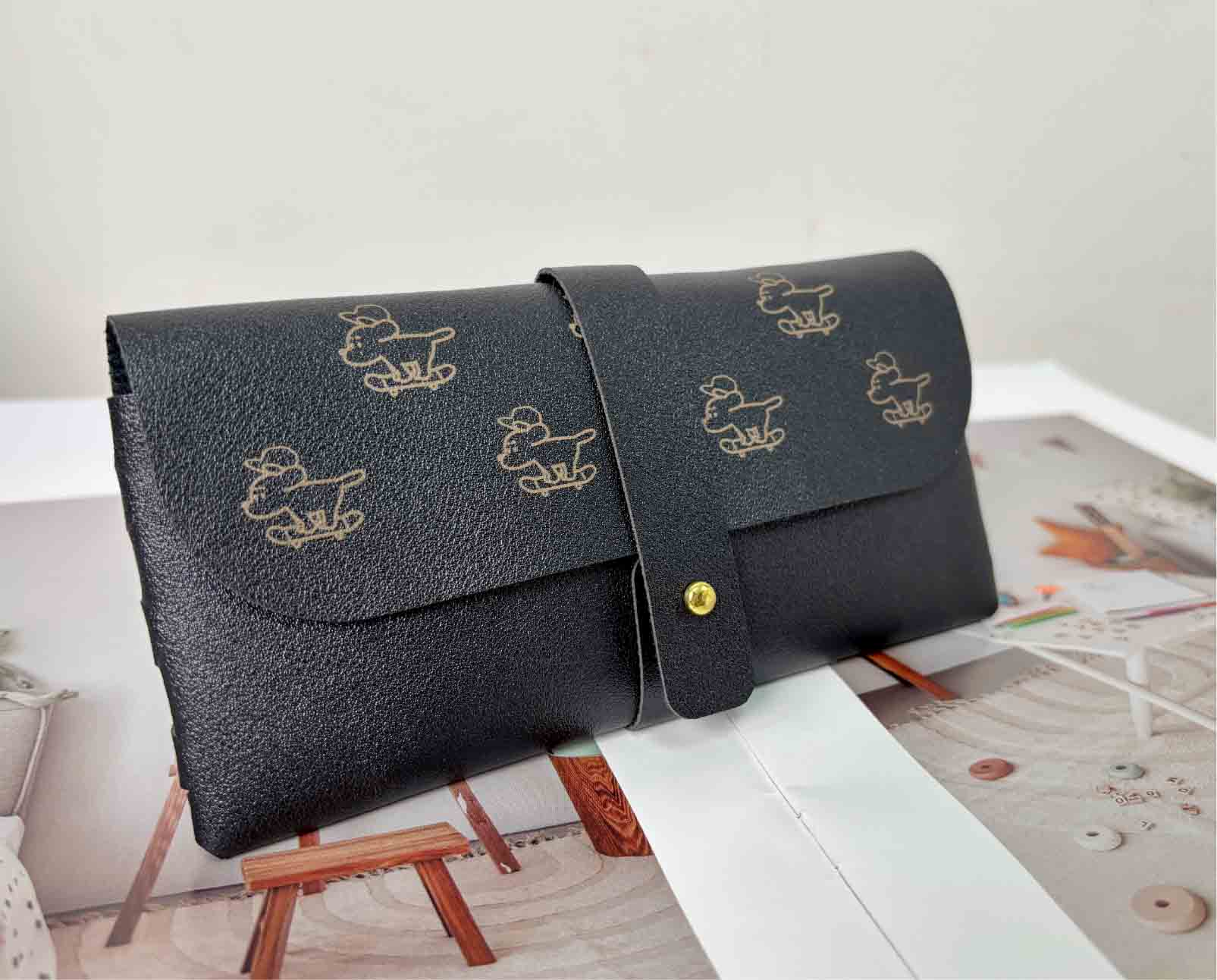 Ortur R2 leather wallet laser engraving